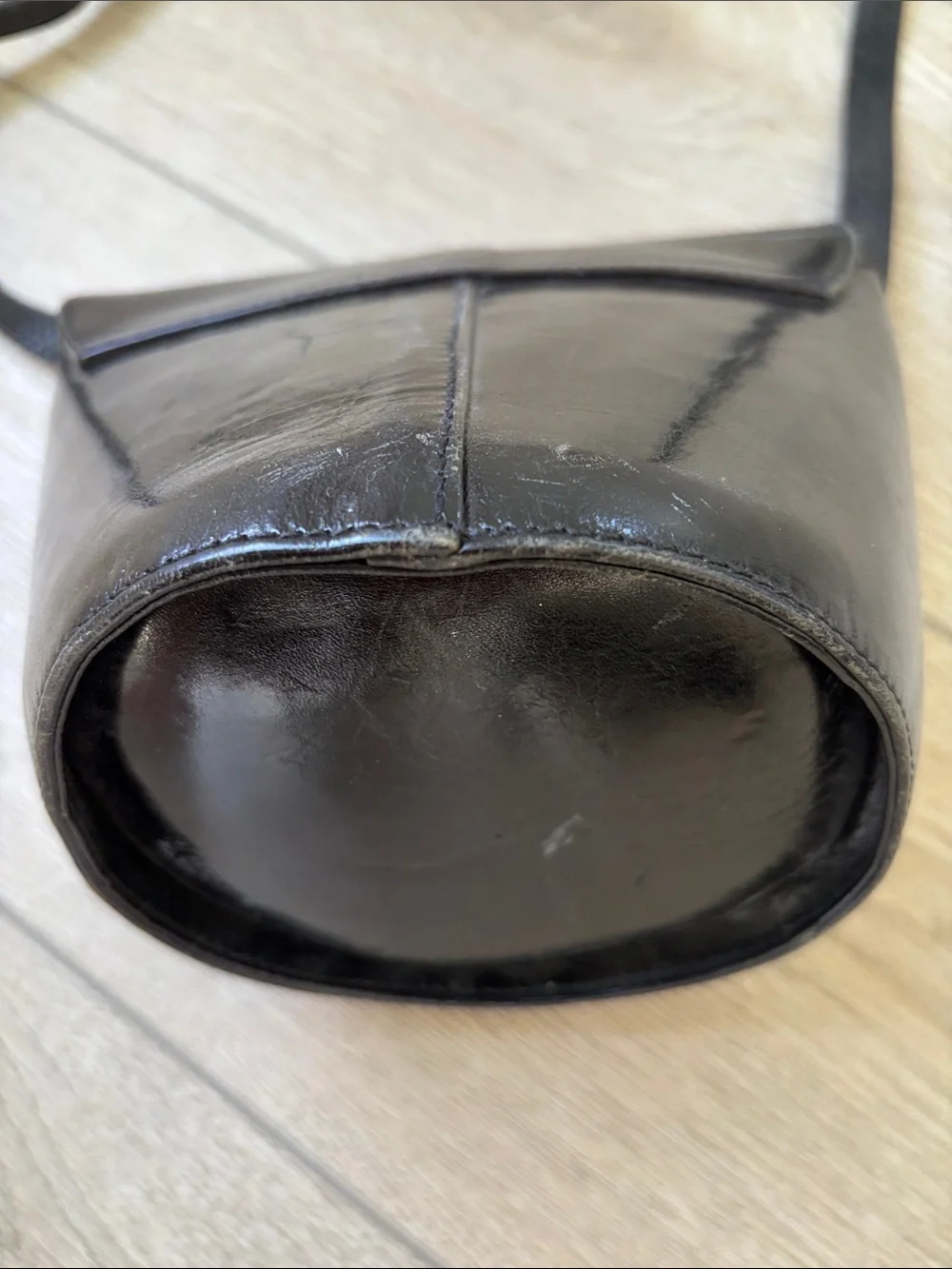 Vintage Leather MCM Black Moto Grunge Structured Adjustable Crossbody Purse